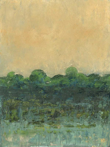 Viridian Marsh II White Modern Wood Framed Art Print with Double Matting by Holland, Julie