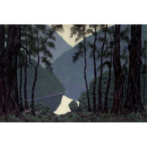 Spring Black Modern Wood Framed Art Print with Double Matting by Stone, Walter King