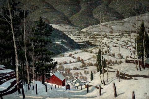 Winter Black Ornate Wood Framed Art Print with Double Matting by Stone, Walter King