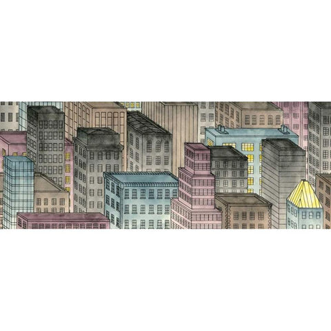 City by Night I Gold Ornate Wood Framed Art Print with Double Matting by Swinford, Charles