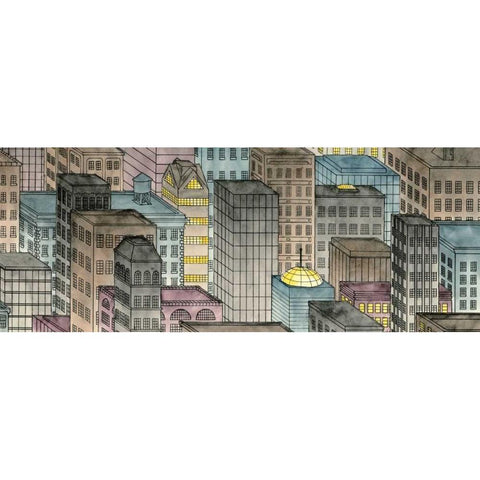 City by Night II Black Modern Wood Framed Art Print by Swinford, Charles