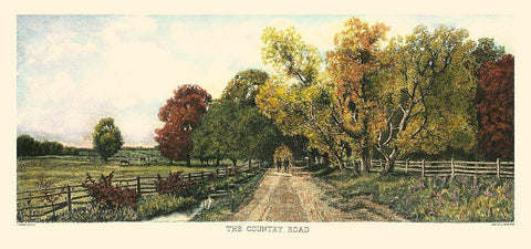 The Country Road White Modern Wood Framed Art Print with Double Matting by Eaton, C. Harry