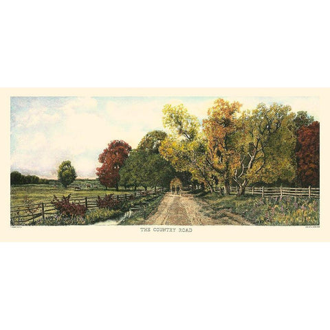 The Country Road Gold Ornate Wood Framed Art Print with Double Matting by Eaton, C. Harry