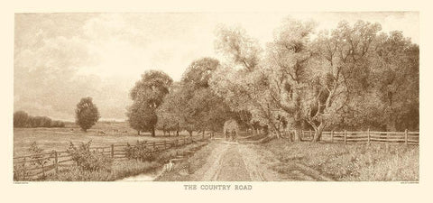 The Country Road Sepia White Modern Wood Framed Art Print with Double Matting by Eaton, C. Harry