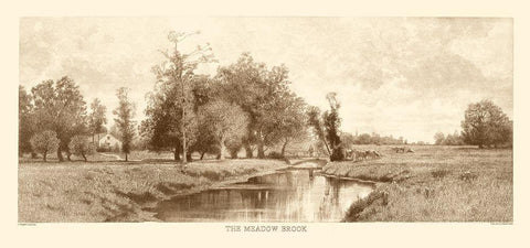 The Meadow Brook Sepia Black Ornate Wood Framed Art Print with Double Matting by Eaton, C. Harry