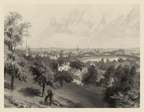 Scenic City Views III White Modern Wood Framed Art Print with Double Matting by Hinshelwood, R.