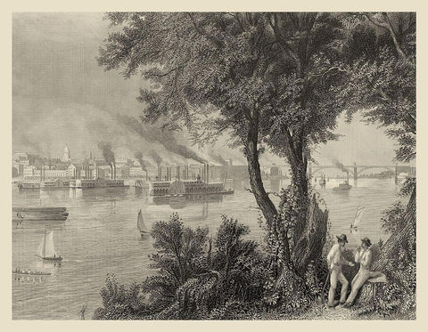 Scenic City Views IV White Modern Wood Framed Art Print with Double Matting by Warren, A.C.