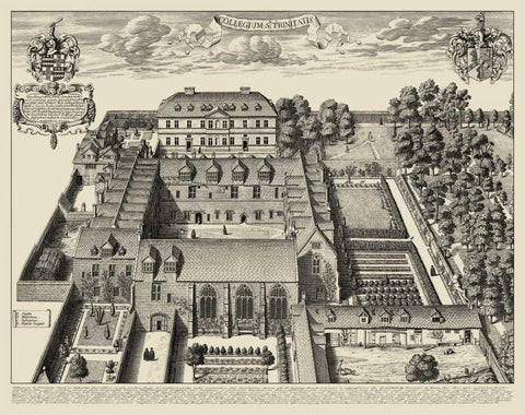 Oxford View Black Ornate Wood Framed Art Print with Double Matting by unknown