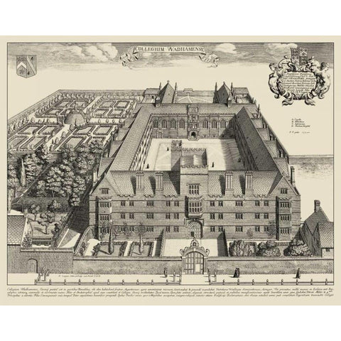 Cambridge View Black Modern Wood Framed Art Print with Double Matting by unknown