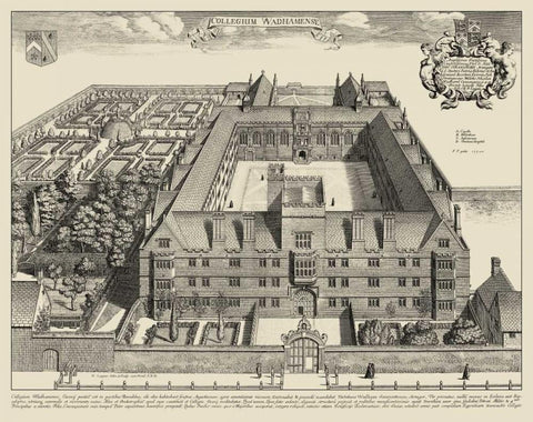 Cambridge View Black Ornate Wood Framed Art Print with Double Matting by unknown