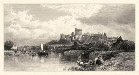 Classical Seaport I Black Ornate Wood Framed Art Print with Double Matting by Duncan, E.