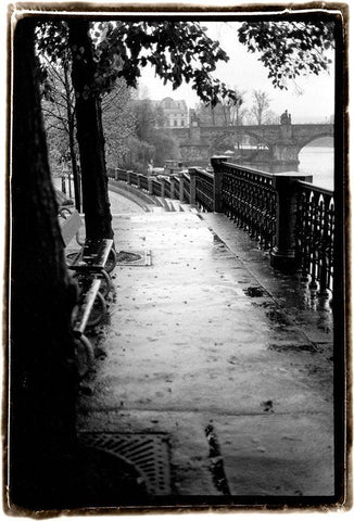 Riverwalk White Modern Wood Framed Art Print with Double Matting by DeNardo, Laura