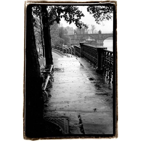 Riverwalk Black Modern Wood Framed Art Print with Double Matting by DeNardo, Laura