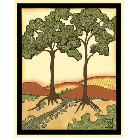 Warm Horizons III Black Modern Wood Framed Art Print with Double Matting by Goldberger, Jennifer