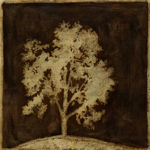 Gilded Tree III White Modern Wood Framed Art Print with Double Matting by Meagher, Megan