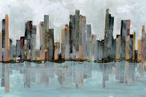 Second City II White Modern Wood Framed Art Print with Double Matting by Fagalde, Jarman