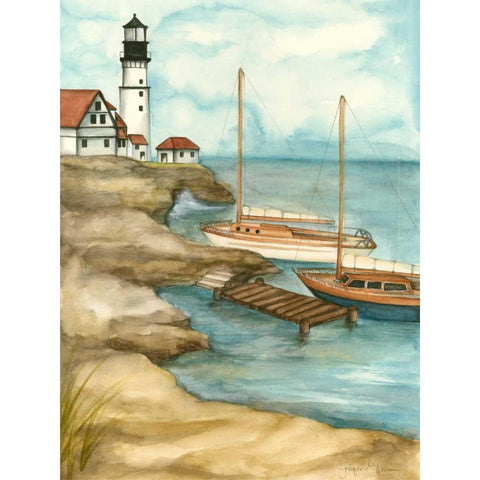 Shoreline Dock I Gold Ornate Wood Framed Art Print with Double Matting by Goldberger, Jennifer