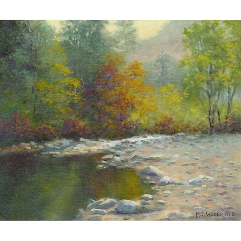 Quiet Reflection White Modern Wood Framed Art Print by Weber, Mary Jean