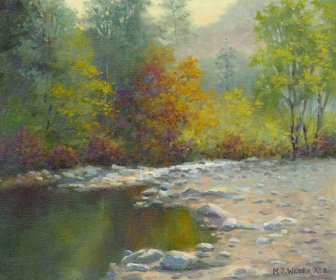 Quiet Reflection White Modern Wood Framed Art Print with Double Matting by Weber, Mary Jean