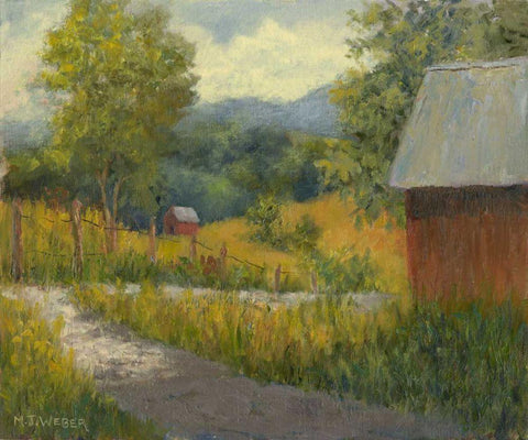 Kentucky Hill Farm Black Ornate Wood Framed Art Print with Double Matting by Weber, Mary Jean