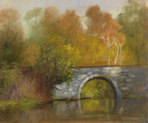 The Bridge White Modern Wood Framed Art Print with Double Matting by Weber, Mary Jean