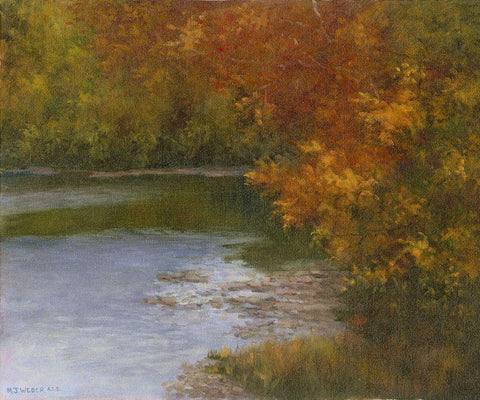 Rivershade Black Ornate Wood Framed Art Print with Double Matting by Weber, Mary Jean