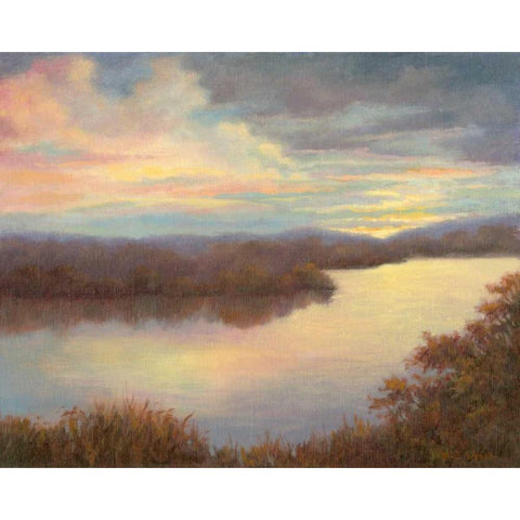 Mississippi Glow White Modern Wood Framed Art Print by Weber, Mary Jean
