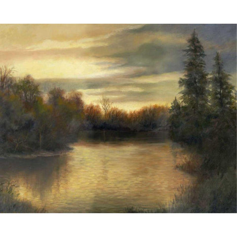 Golden Moments Black Modern Wood Framed Art Print with Double Matting by Weber, Mary Jean