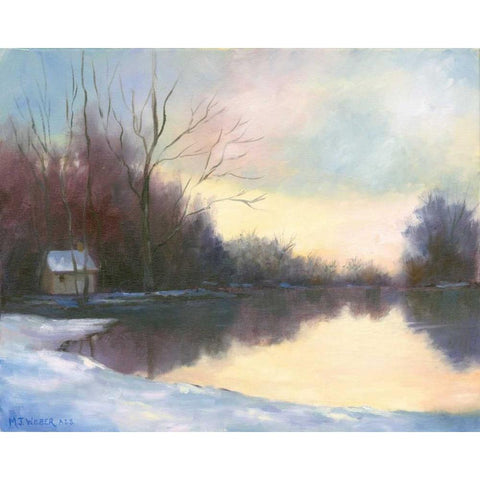 Winter Glow Black Modern Wood Framed Art Print by Weber, Mary Jean