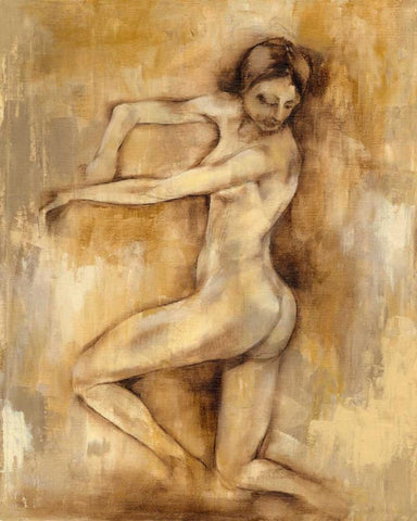 Nude Figure Study III Black Ornate Wood Framed Art Print with Double Matting by Goldberger, Jennifer