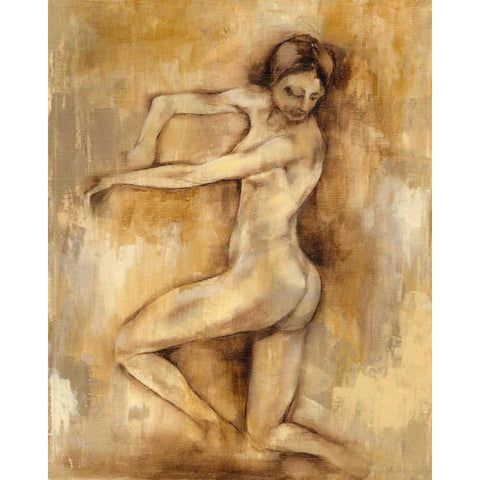 Nude Figure Study III Gold Ornate Wood Framed Art Print with Double Matting by Goldberger, Jennifer