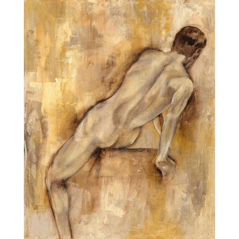 Nude Figure Study VI Gold Ornate Wood Framed Art Print with Double Matting by Goldberger, Jennifer