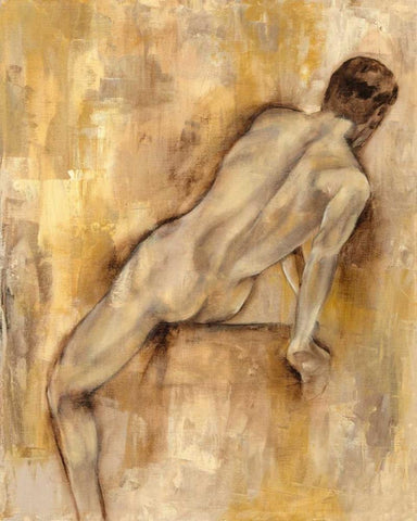 Nude Figure Study VI White Modern Wood Framed Art Print with Double Matting by Goldberger, Jennifer