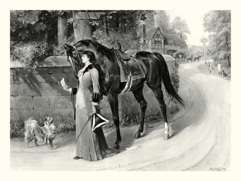 The Love Letter Black Ornate Wood Framed Art Print with Double Matting by Waller, S.E.