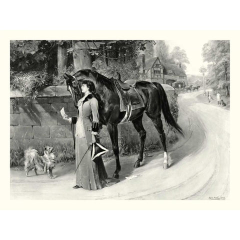 The Love Letter Black Modern Wood Framed Art Print by Waller, S.E.