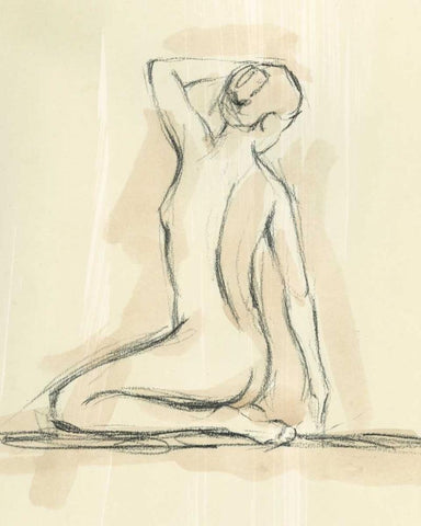 Neutral Figure Study IV Black Ornate Wood Framed Art Print with Double Matting by Harper, Ethan