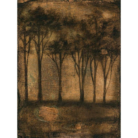 Bronzed Treeline I Black Modern Wood Framed Art Print with Double Matting by Goldberger, Jennifer