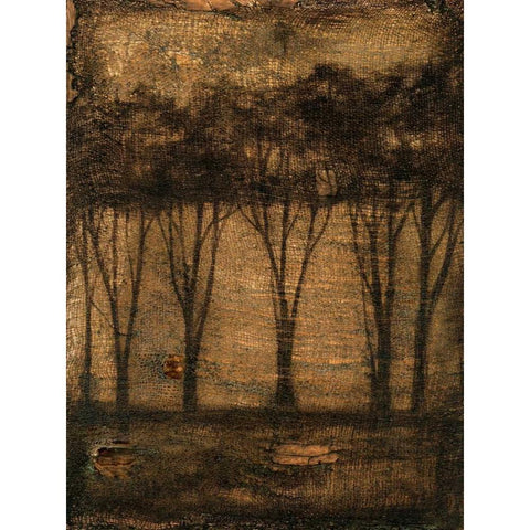 Bronzed Treeline II Gold Ornate Wood Framed Art Print with Double Matting by Goldberger, Jennifer