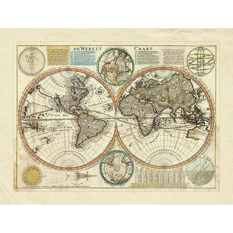 Dewerelt Caart Map White Modern Wood Framed Art Print by Unknown