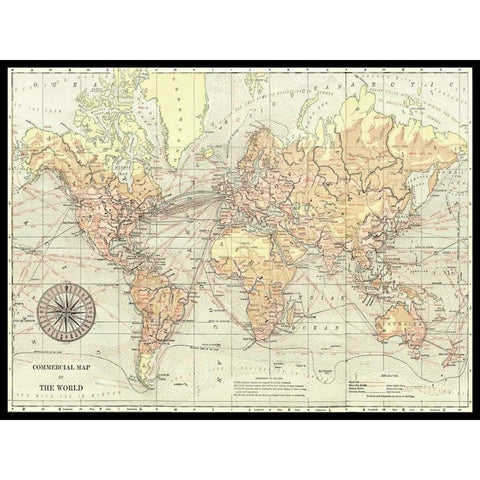 World Map II Gold Ornate Wood Framed Art Print with Double Matting by Vision Studio