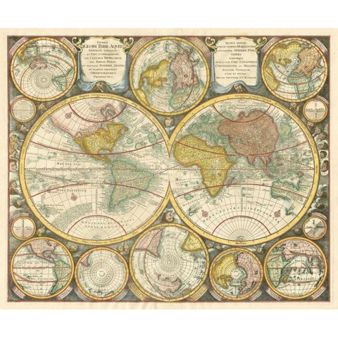 Antique World Globes White Modern Wood Framed Art Print by unknown