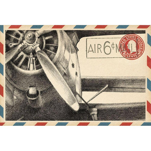 Vintage Airmail II White Modern Wood Framed Art Print by Harper, Ethan