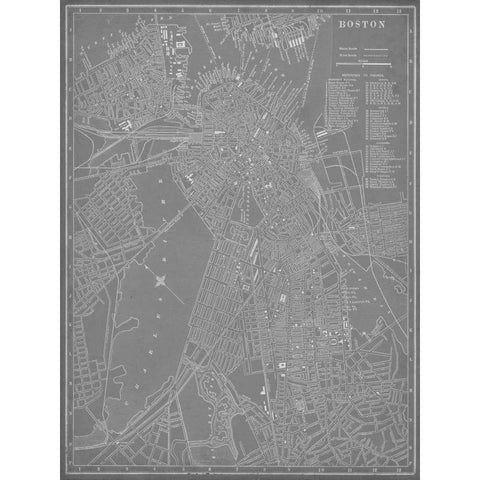 City Map of Boston Gold Ornate Wood Framed Art Print with Double Matting by Vision Studio