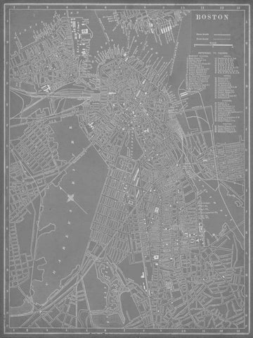 City Map of Boston Black Ornate Wood Framed Art Print with Double Matting by Vision Studio