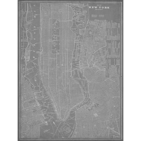 City Map of New York Gold Ornate Wood Framed Art Print with Double Matting by Vision Studio