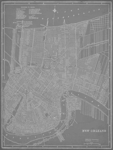 City Map of New Orleans White Modern Wood Framed Art Print with Double Matting by Vision Studio