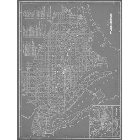 City Map of Washington, D.C. Gold Ornate Wood Framed Art Print with Double Matting by Vision Studio