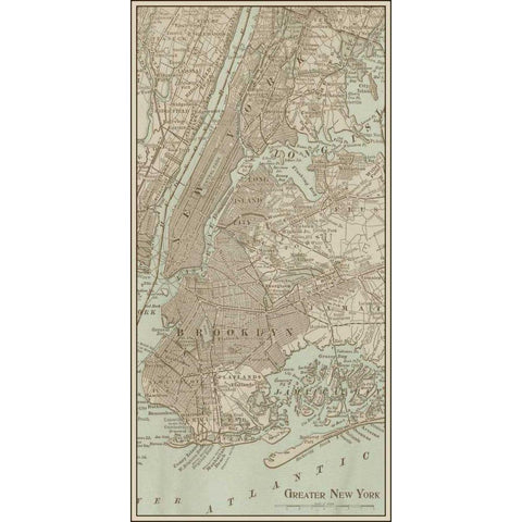 Tinted Map of New York Gold Ornate Wood Framed Art Print with Double Matting by Vision Studio