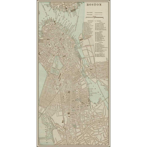 Tinted Map of Boston White Modern Wood Framed Art Print by Vision Studio