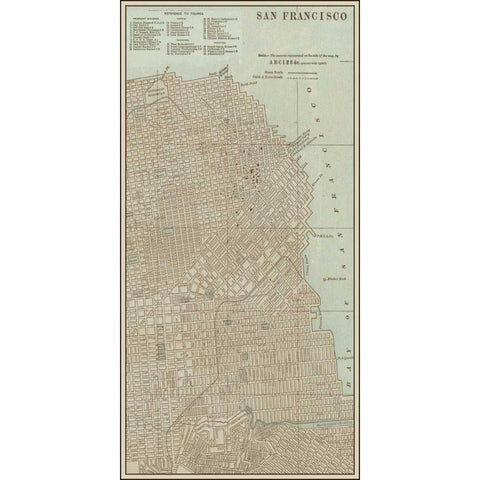 Tinted Map of San Francisco Gold Ornate Wood Framed Art Print with Double Matting by Vision Studio